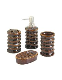 Brown Stony Bath Accessory Set