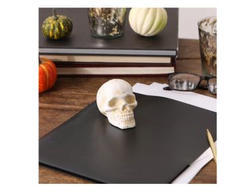 Cast Iron Human Skull Paperweight - Unique Desk Decor and Office Gift