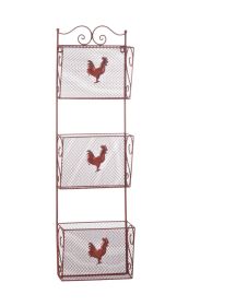 RED ROOSTER TRIPLE BASKET ORGANIZER