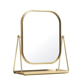 Round Edge Tabletop Easel Mirror with a Modern Gold Finish Vanity Mirror 7" x 5"