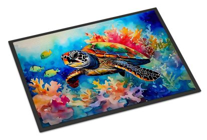 NEW Loggerhead Sea Turtle Doormat Front Door Mat Indoor Outdoor Rugs for Entryway, Non Slip Washable Low Pile, 18H X 27W