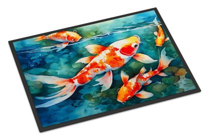 NEW Koi Fish Doormat Front Door Mat Indoor Outdoor Rugs for Entryway, Non Slip Washable Low Pile, 18H X 27W