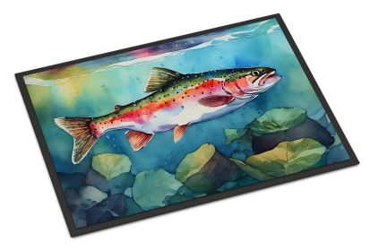 NEW Rainbow Trout Doormat Front Door Mat Indoor Outdoor Rugs for Entryway, Non Slip Washable Low Pile, 18H X 27W