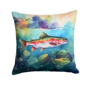 Rainbow Trout Throw Pillow Machine Washable, Indoor Outdoor Decorative Pillow for Couch, Bed or Patio, 14Hx14W (Default: Default)