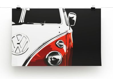 VW Camper Canvas Print or Poster (Color: Red, Type: Poster Print/16" x 12" / 42cm x 30cm (approx))